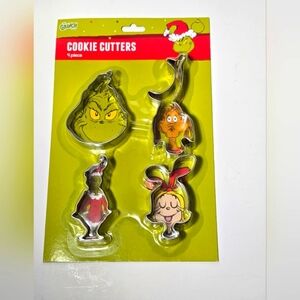 Dr. Seuss Grinch Cookie Cutters 4-Piece Set NWT Christmas Baking